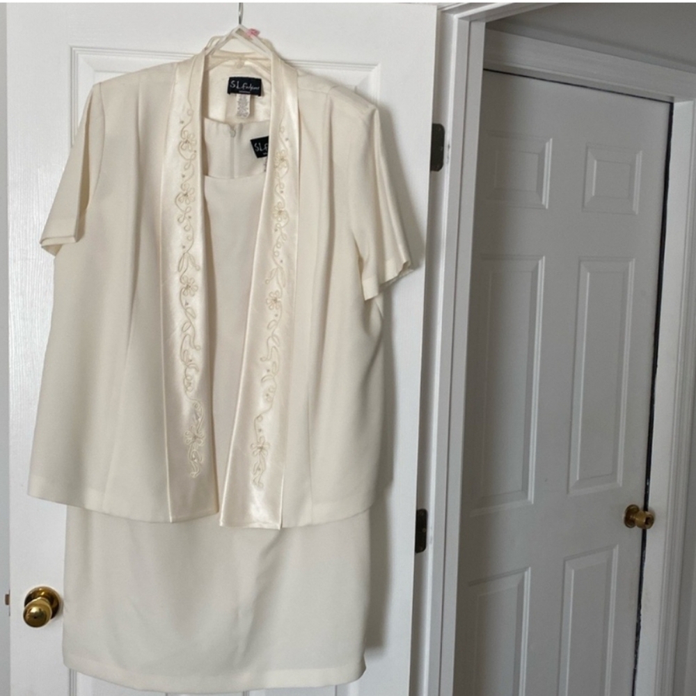Elegant Cream Dress and Jacket Set